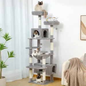 184cm Large Cat Tree and Tower for Indoor Cats With Sisal-Covered Scratching Posts Spacious Hammock Padded Perches and Condos