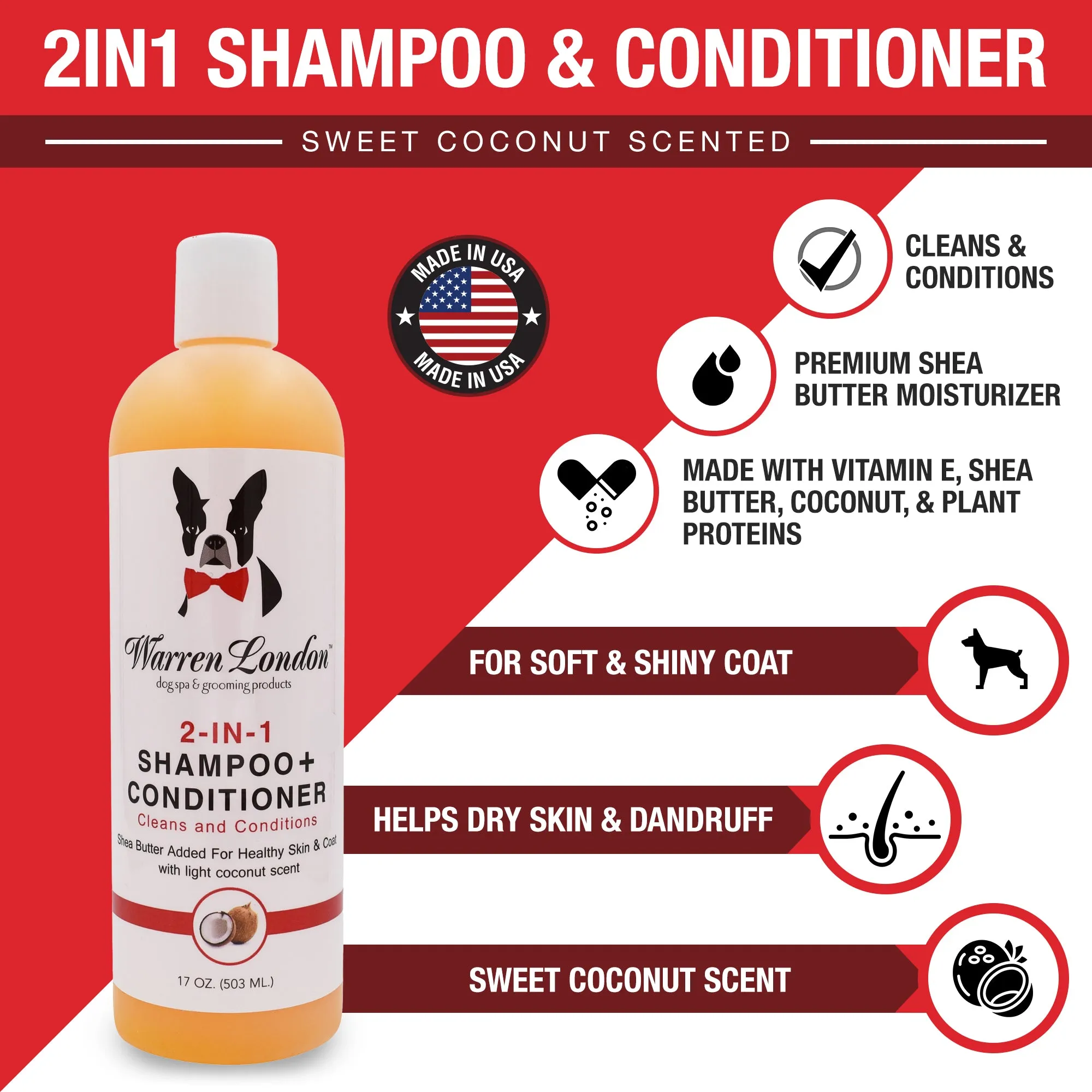 2-in-1 Dog Shampoo   Conditioner - Coconut Scented