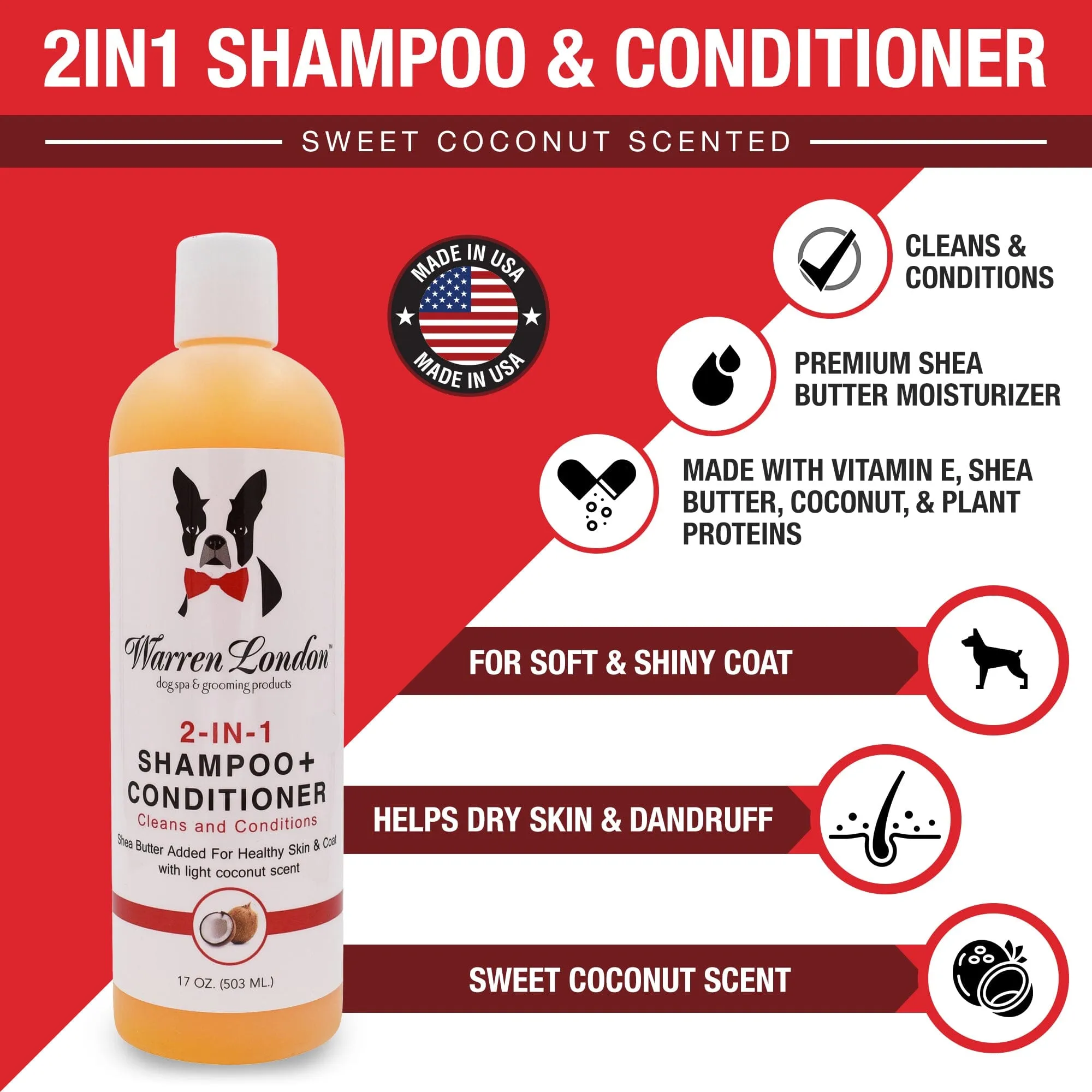 2-in-1 Shampoo   Conditioner - Coconut Scented - Professional Size
