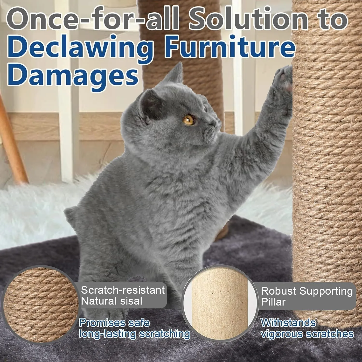 3 Tier Tower Scratching Post Climber with Sisal Toys & Cat Perch Bed