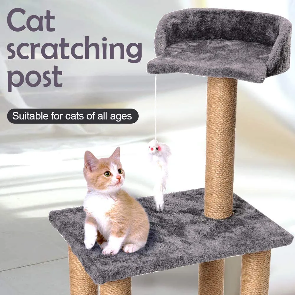 3 Tier Tower Scratching Post Climber with Sisal Toys & Cat Perch Bed