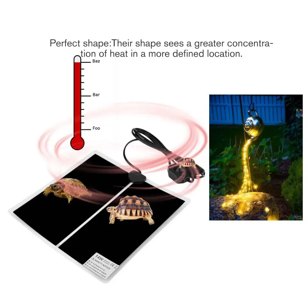 Adjustable Pet Reptile Heating Heater: 14W Far Infrared Rays Radiant Heat Warmer Bed Mat Pad - Fast Delivery, Perfect for Amphibians with Adjustable Temperature!