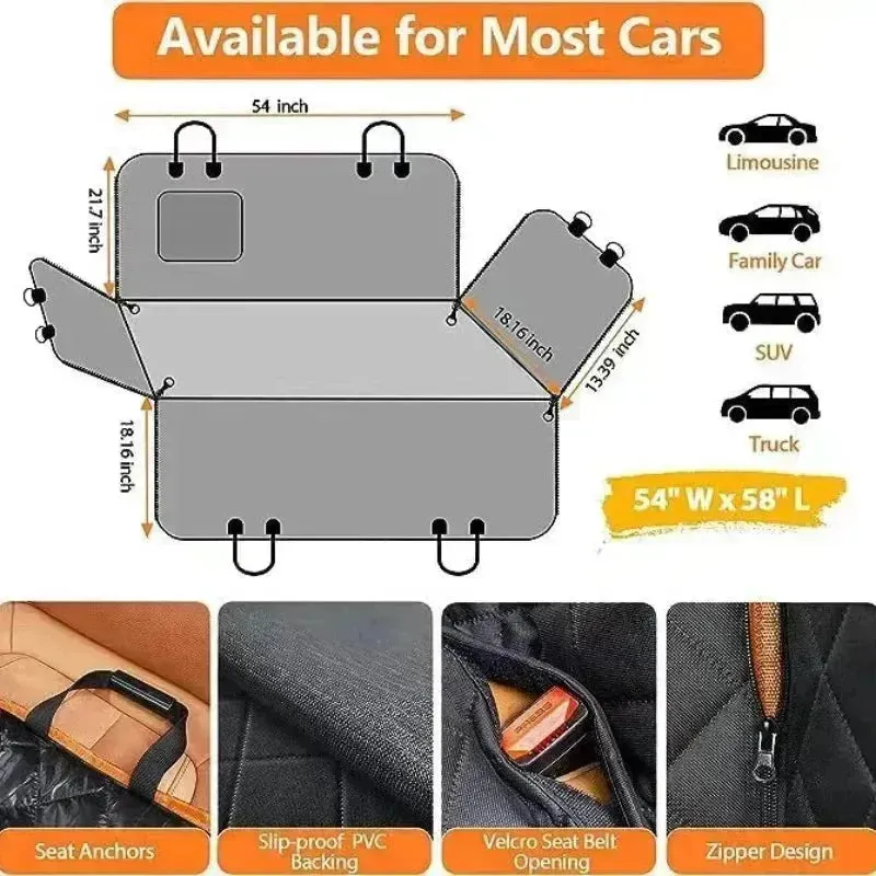 Back Seat Extender for Dogs – Waterproof, Durable Car Seat Cover with Anti-Slip Hammock Design
