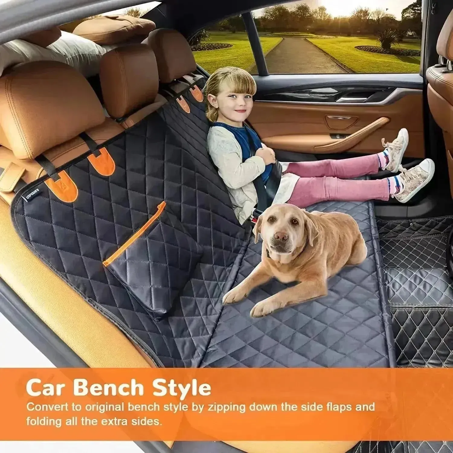 Back Seat Extender for Dogs – Waterproof, Durable Car Seat Cover with Anti-Slip Hammock Design