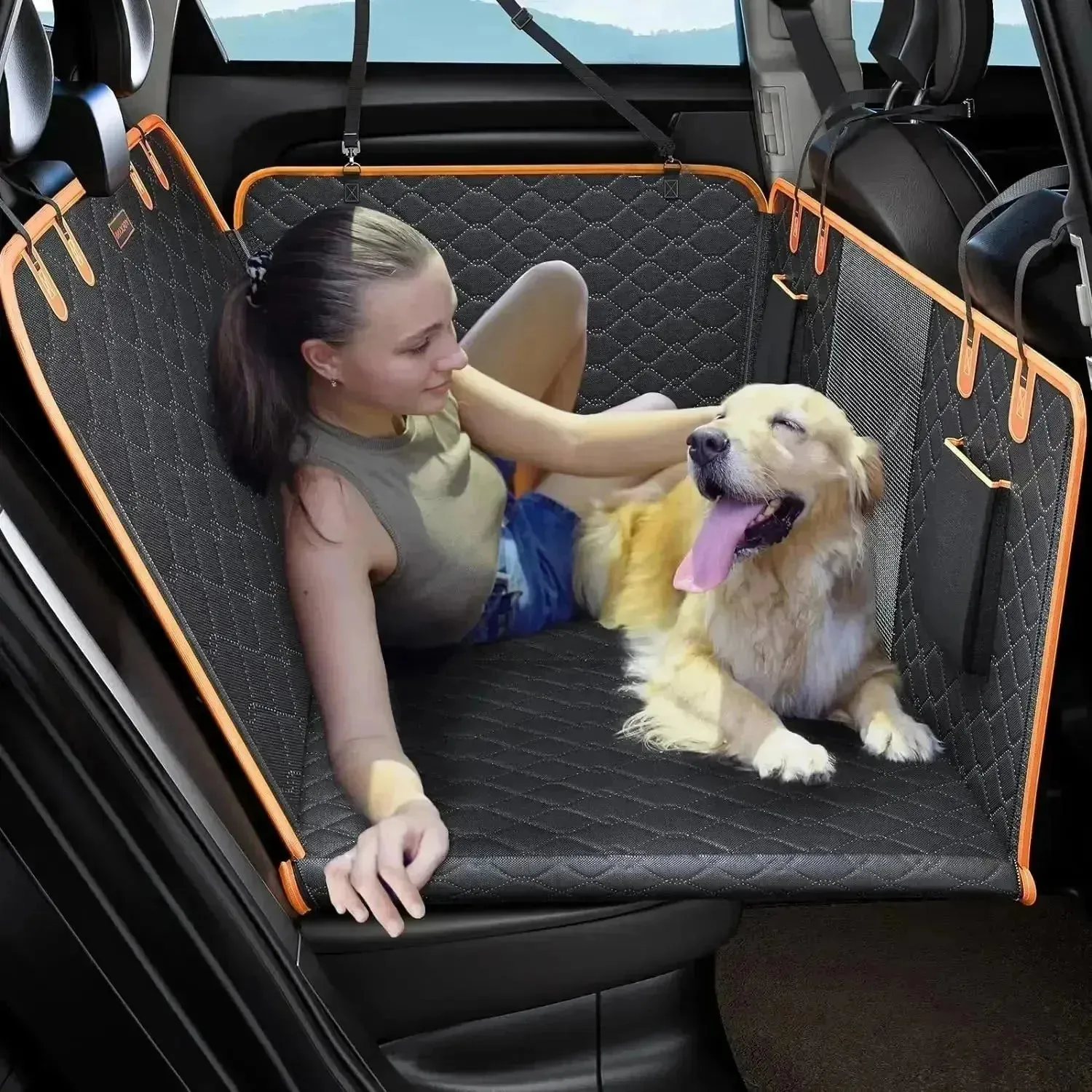 Back Seat Extender for Dogs – Waterproof, Durable Car Seat Cover with Anti-Slip Hammock Design