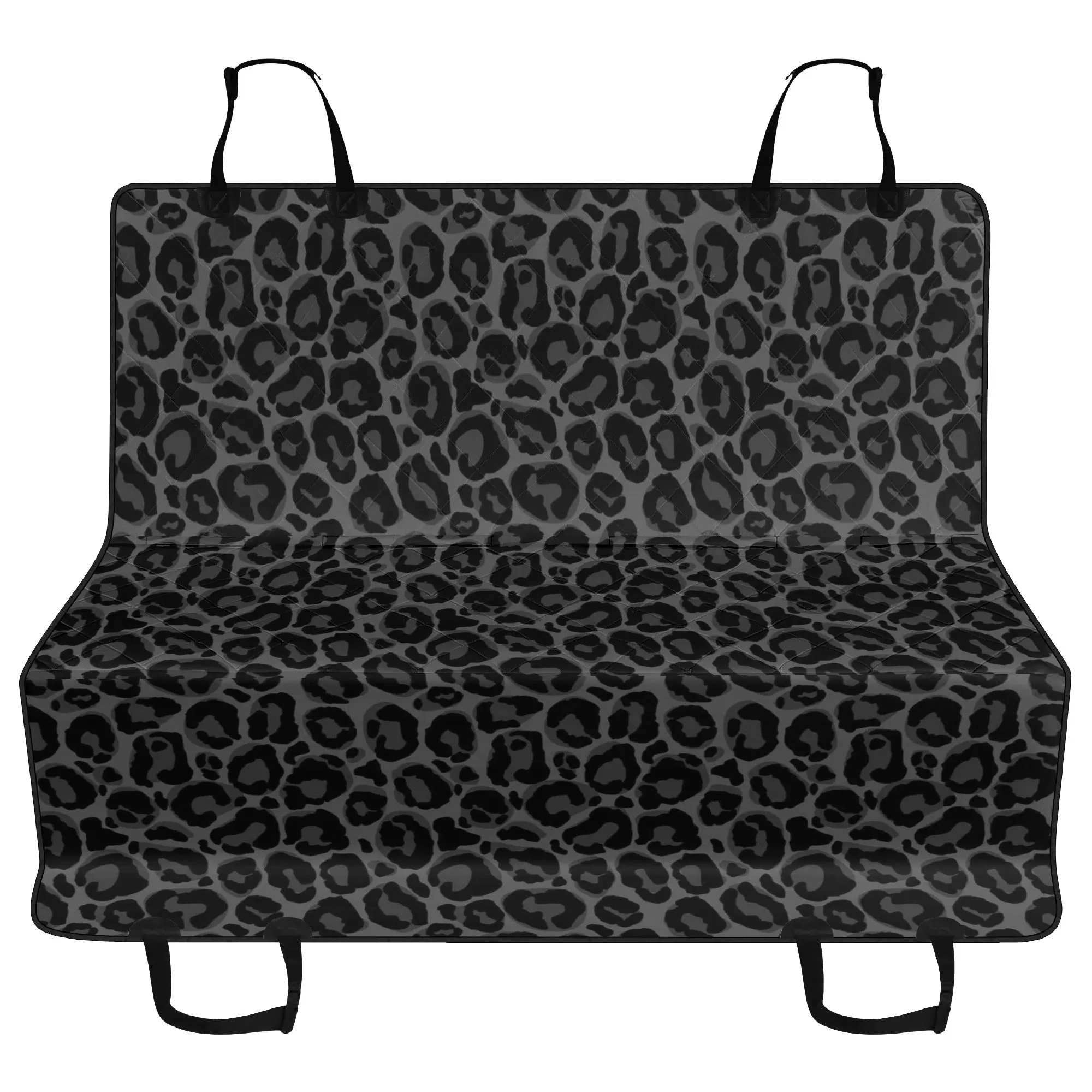 Black Grey Leopard Dog Back Seat Cover, Animal Print Cheetah Cat Protector Pets Waterproof Washable Vehicle Blanket SUV Auto Truck Accessory