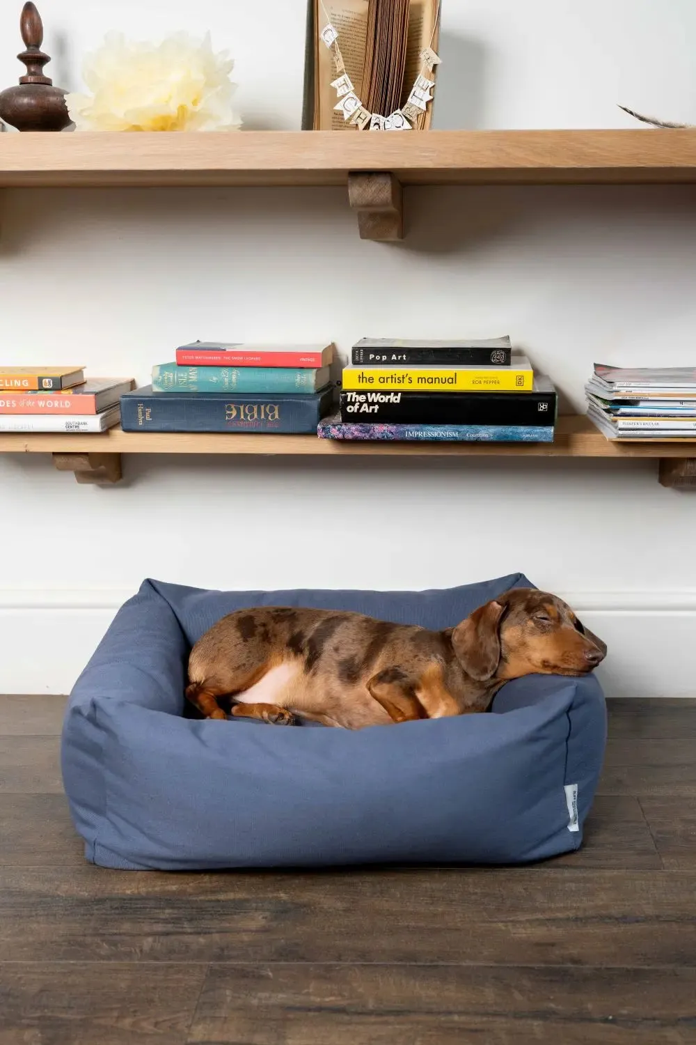 Burnham Bolster Dog Bed - Denim - Various Sizes