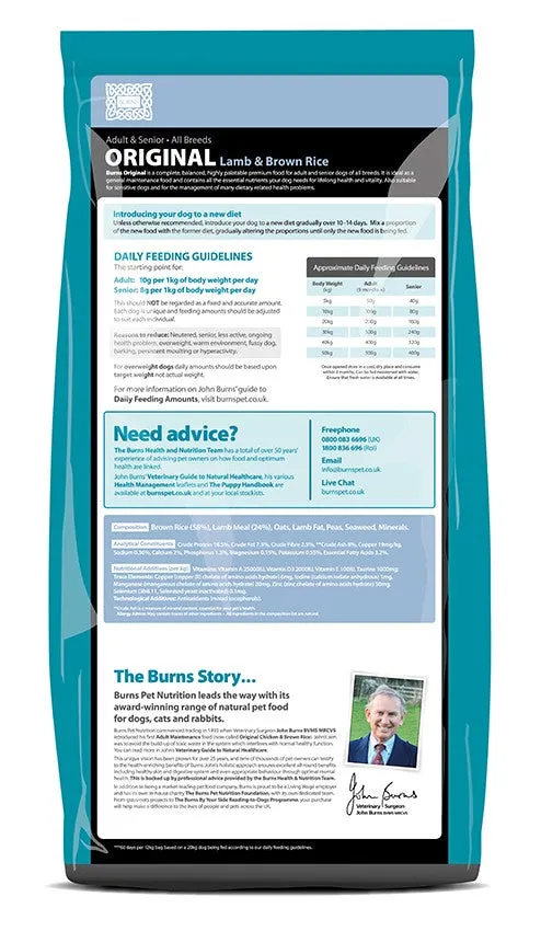 Burns Dog Original Lamb & Brown Rice 12KG