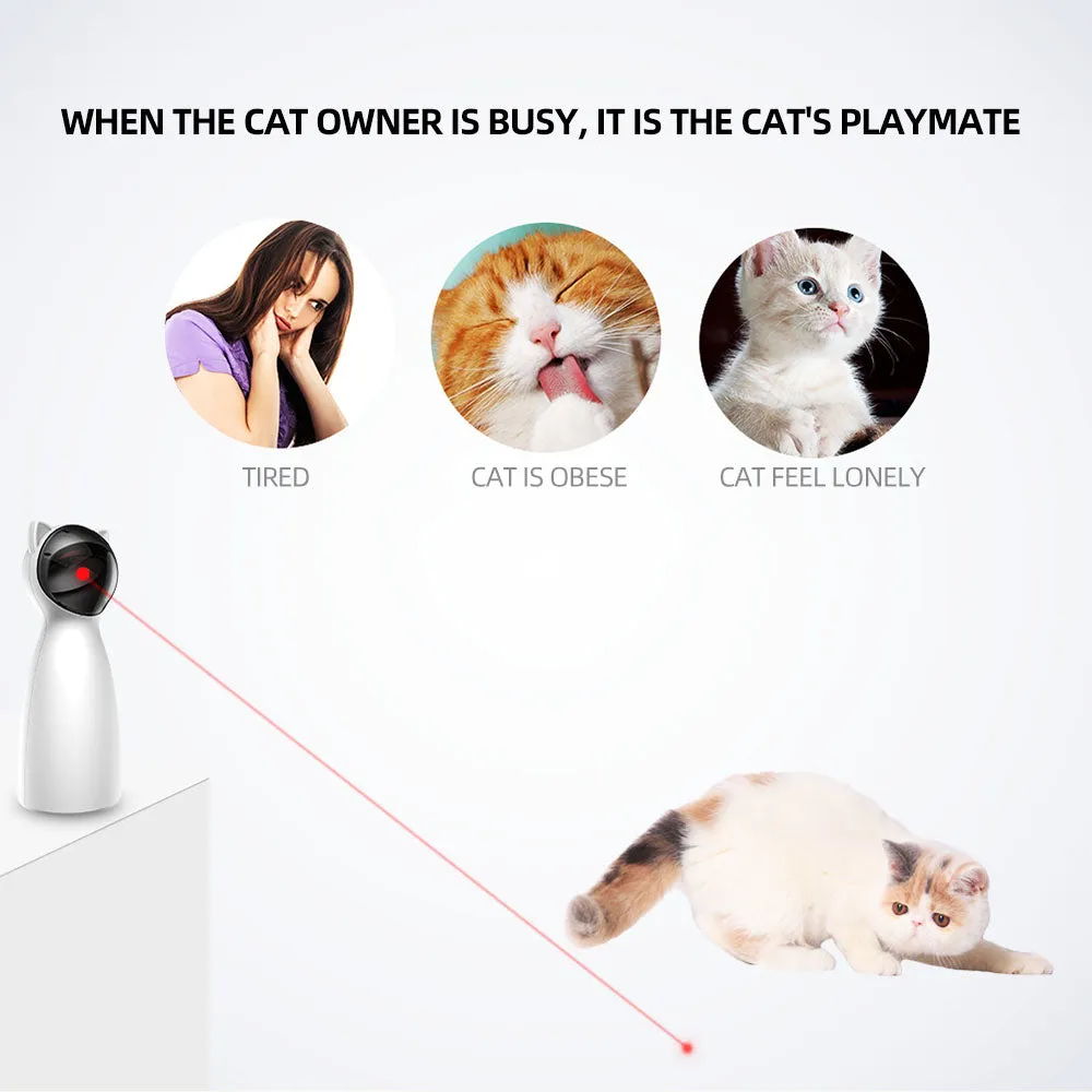 Cat Interactive Toy LED Laser Funny Toy Auto Rotating Cat Exercise Training Entertaining Toy Multi-Angle Adjustable USB Charge