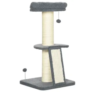 Cat Tree Cat Tower with Cat Scratching Posts Pad Bed Toy Ball for Cats under 6 Kg Dark Grey & Beige