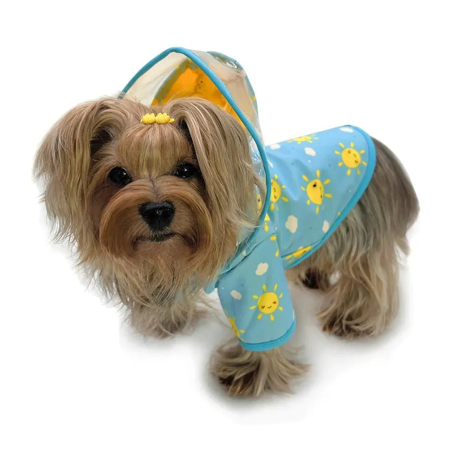 Clear View Happy Sunshine Dog Raincoat