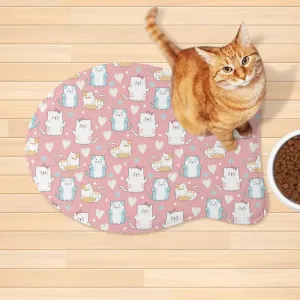 Cute Pink Cat Pet Mat Rug with Microfiber Pelleted Fabric