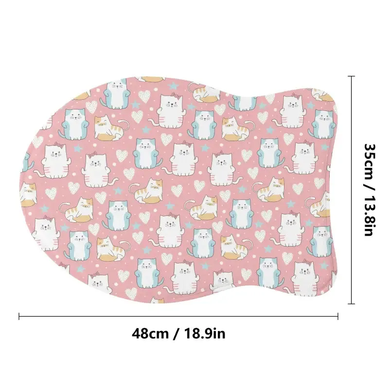 Cute Pink Cat Pet Mat Rug with Microfiber Pelleted Fabric
