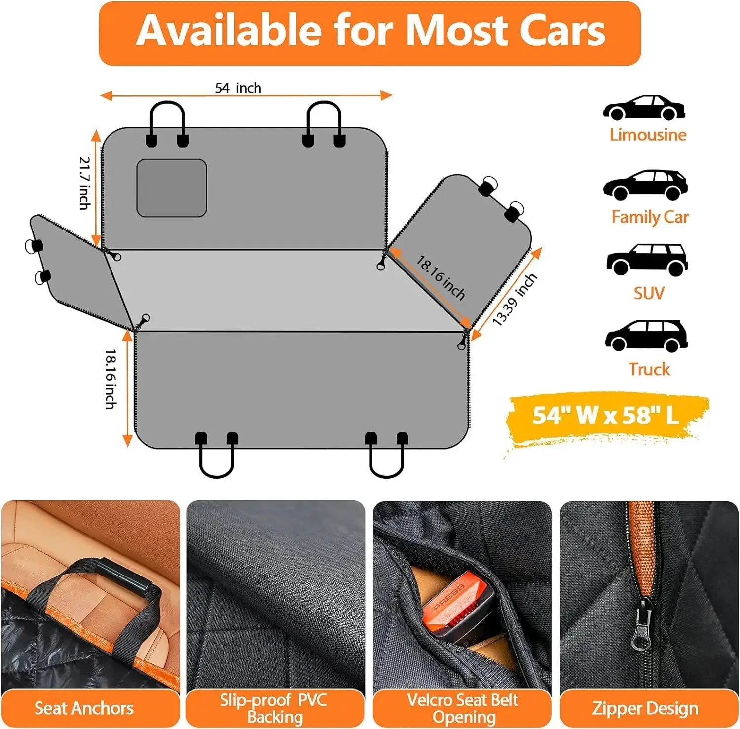 Dog Car Seat Cover for Pets Waterproof Seat Cover 600D Heavy Duty