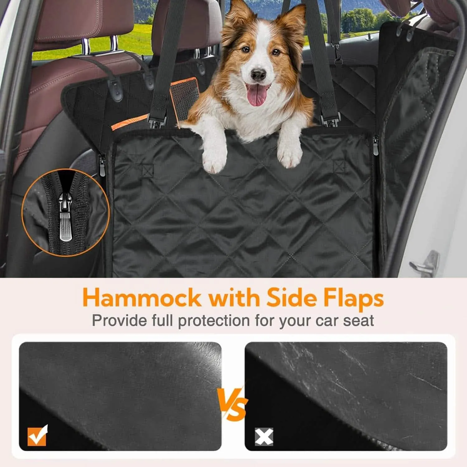 Dog Car Seat Cover | Waterproof Back Seat Hammock with Mesh Window | 600D Heavy-Duty Protector for Cars, Trucks & SUVs