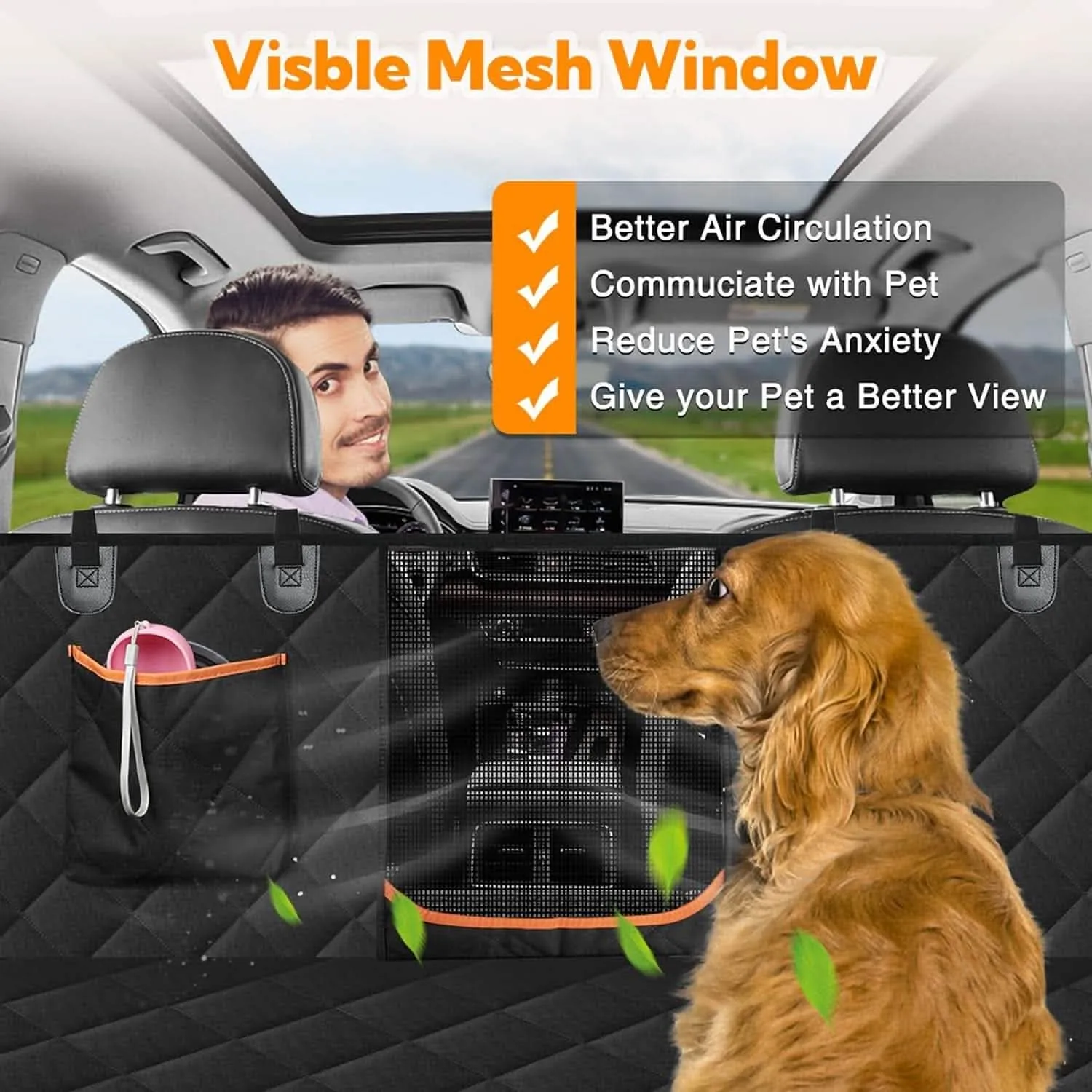 Dog Car Seat Cover | Waterproof Back Seat Hammock with Mesh Window | 600D Heavy-Duty Protector for Cars, Trucks & SUVs