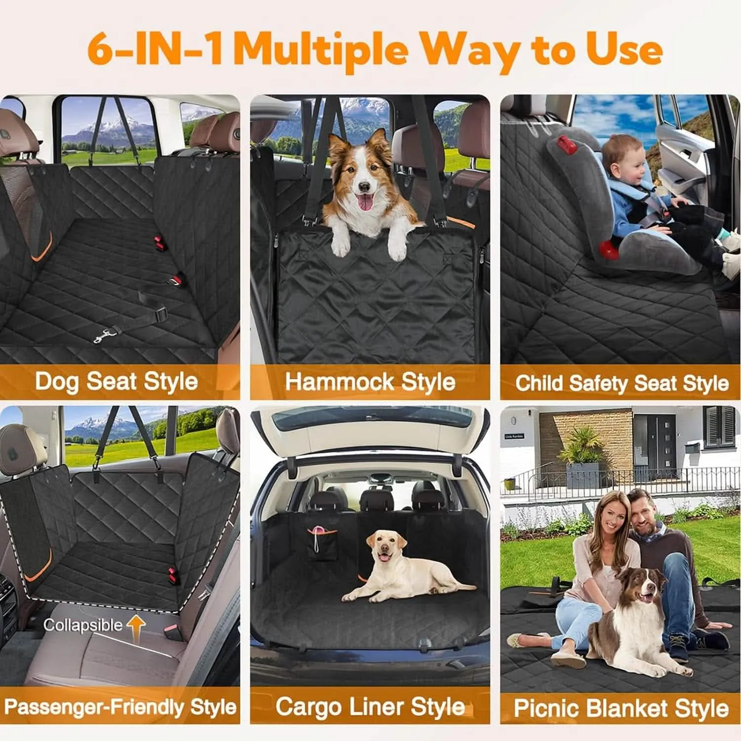 Dog Car Seat Cover | Waterproof Back Seat Hammock with Mesh Window | 600D Heavy-Duty Protector for Cars, Trucks & SUVs