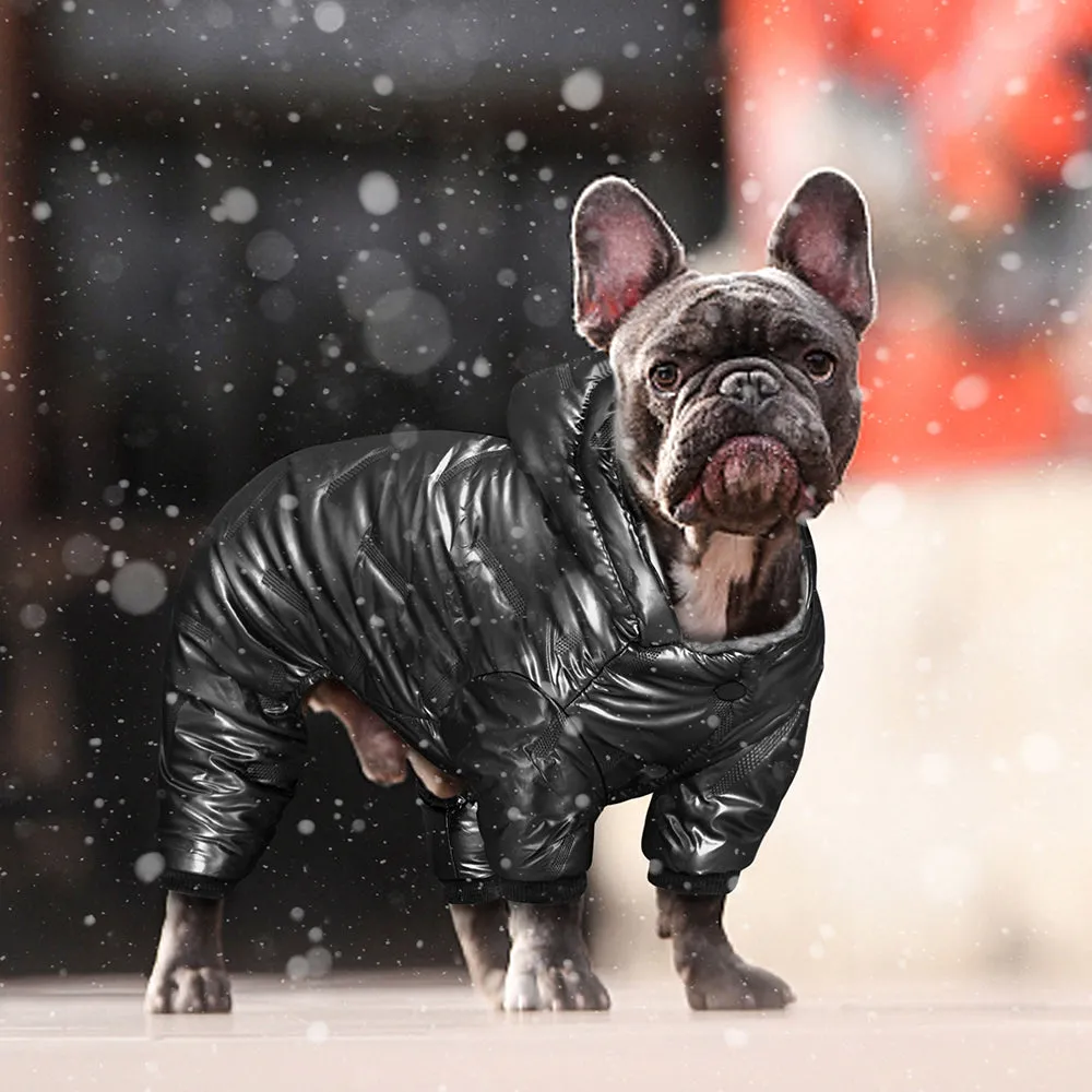 French Bulldog Winter Jumpsuit Puppy Outfit Hoodie Windproof Overall