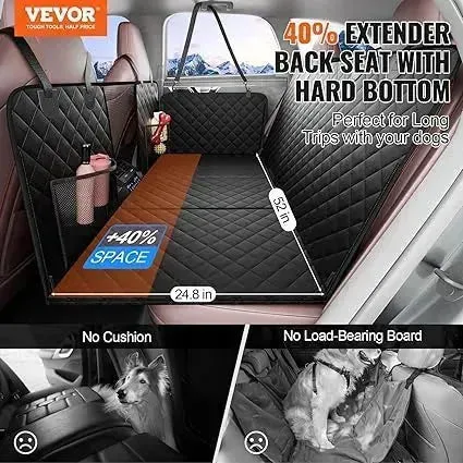Hard Bottom Dog Car Seat Cover with Breathable Mesh, Supports 400lbs