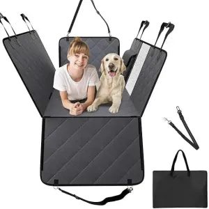 Hard Bottom Dog Car Seat Cover with Breathable Mesh, Supports 400lbs