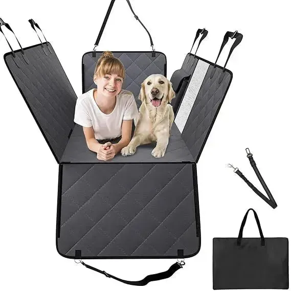 Hard Bottom Dog Car Seat Cover with Breathable Mesh, Supports 400lbs