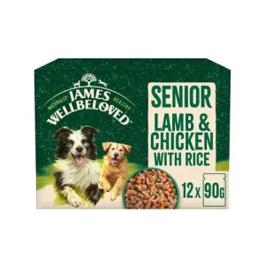 James Wellbeloved Senior Wet Dog Food Pouch with Lamb, Rice and Vegetables in Gravy 12 X 90g