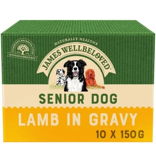 James Wellbeloved Senior Wet Dog Food Pouch with Lamb, Rice and Vegetables in Gravy 12 X 90g