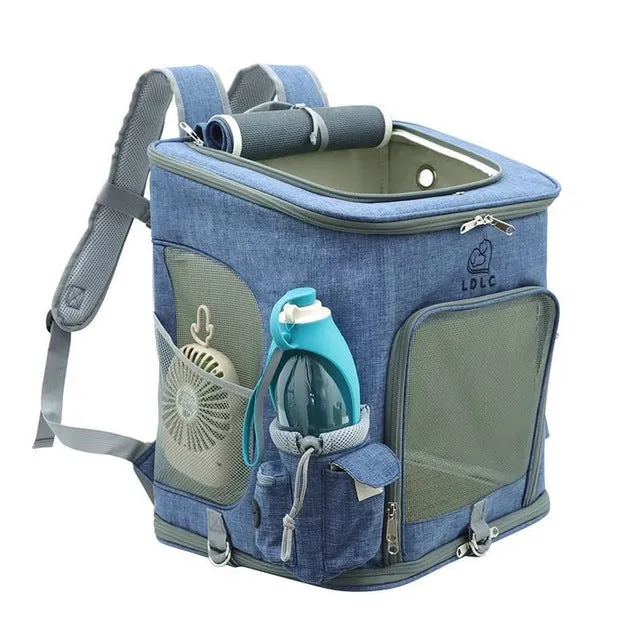 Large capacity foldable pet backpack breathable pet carrier bag