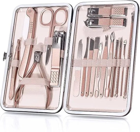 Manicure Set, 18Pcs Nail Clippers Pedicure Kit Nail Care Kit Manicure Professional Tools Gift for Men Women Friends and Parents