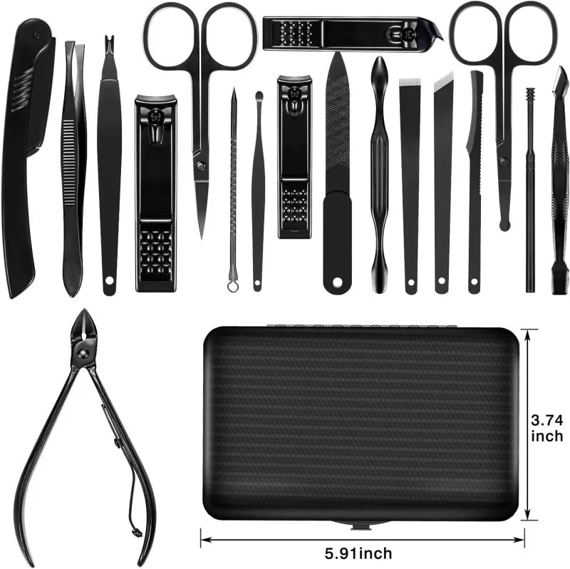 Manicure Set, 18Pcs Nail Clippers Pedicure Kit Nail Care Kit Manicure Professional Tools Gift for Men Women Friends and Parents
