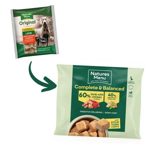 Natures Menu Frozen Dog Food Nuggets with Lamb Vegetables & Rice 1kg