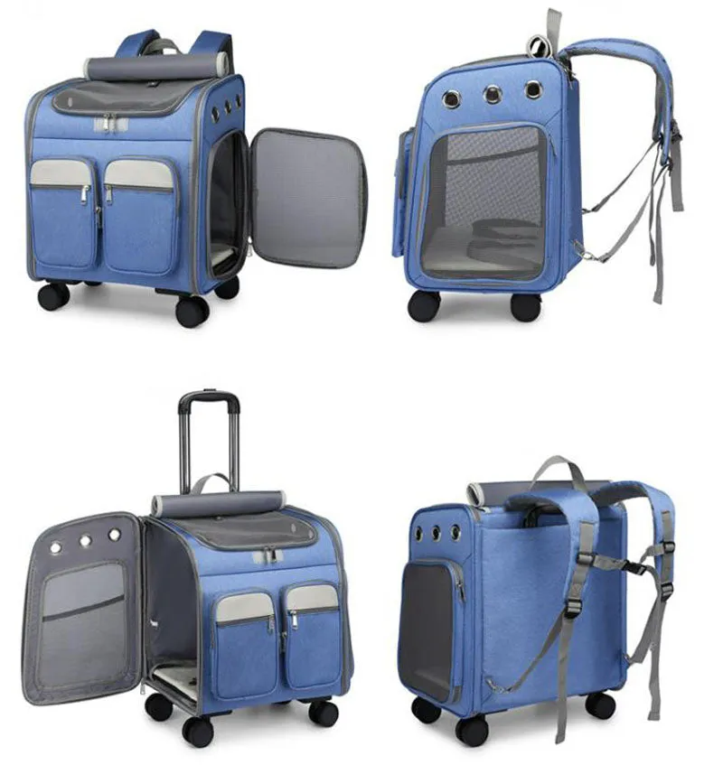 New pet trolley case going out portable cat backpack shoulders large-capacity breathable foldable portable cat bag