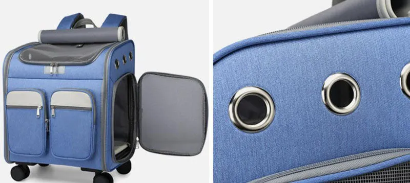 New pet trolley case going out portable cat backpack shoulders large-capacity breathable foldable portable cat bag