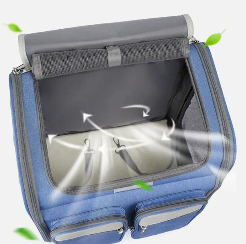 New pet trolley case going out portable cat backpack shoulders large-capacity breathable foldable portable cat bag