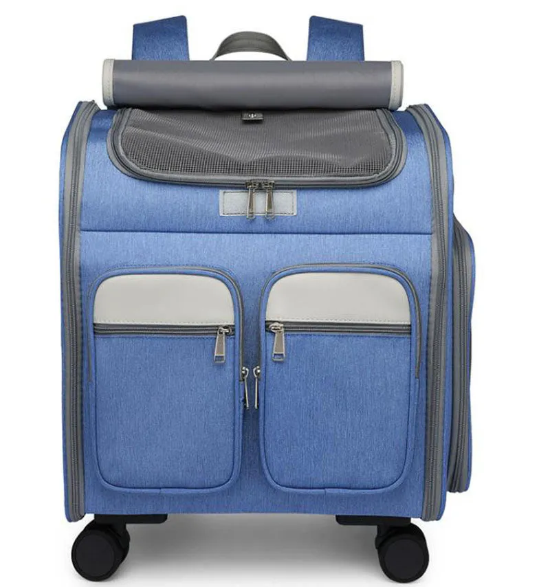 New pet trolley case going out portable cat backpack shoulders large-capacity breathable foldable portable cat bag