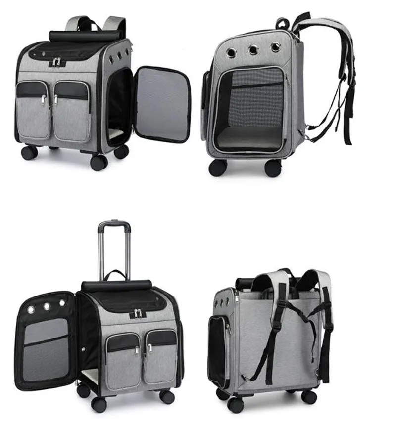New pet trolley case going out portable cat backpack shoulders large-capacity breathable foldable portable cat bag