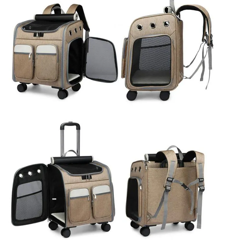New pet trolley case going out portable cat backpack shoulders large-capacity breathable foldable portable cat bag