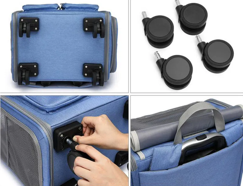 New pet trolley case going out portable cat backpack shoulders large-capacity breathable foldable portable cat bag