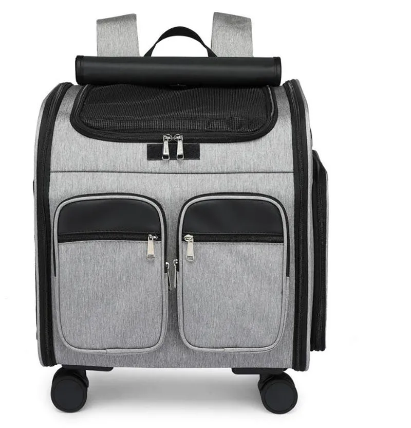 New pet trolley case going out portable cat backpack shoulders large-capacity breathable foldable portable cat bag