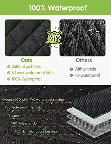 nzonpet 4-in-1 Dog Car Seat Cover, 100% Waterproof Scratchproof Dog Hammock with Big Mesh Window, Durable Nonslip Dog Seat Cover, Pets Dog Back Seat Cover Protector for Cars Trucks SUVs - Green