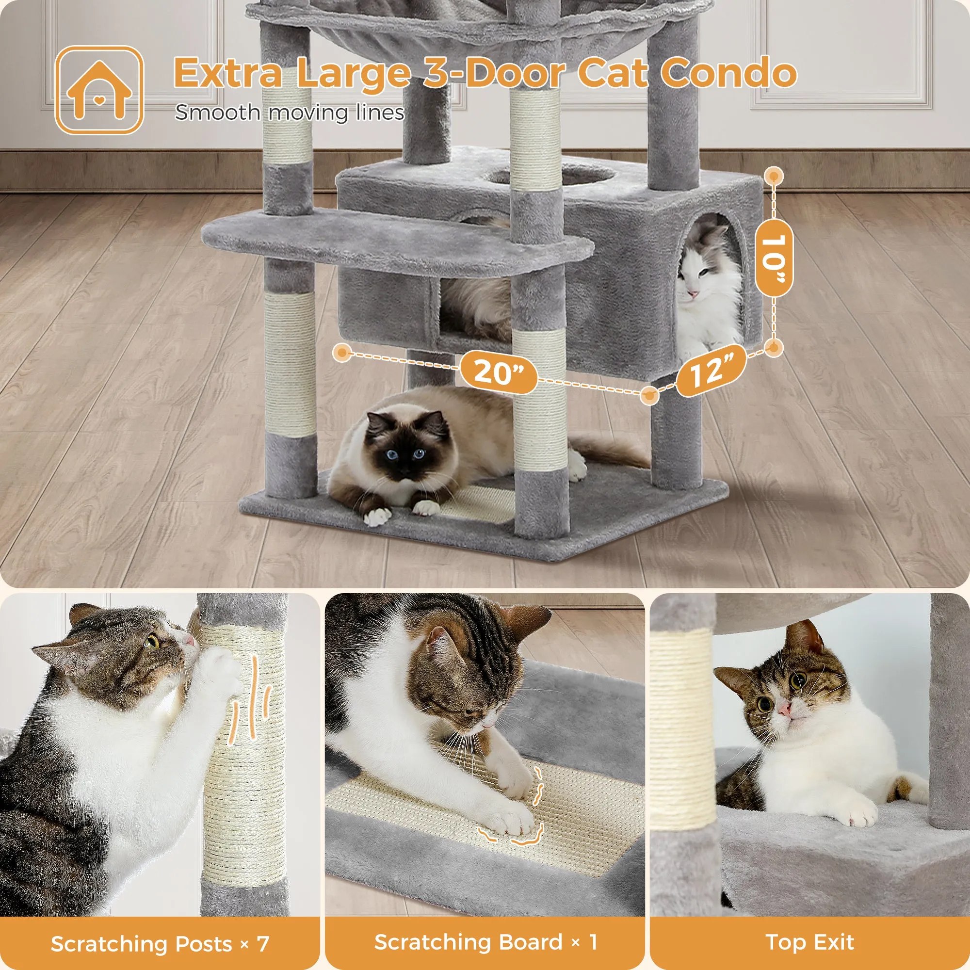 PAWZ Road Plush Indoor 72-Inch Large Cat Tree