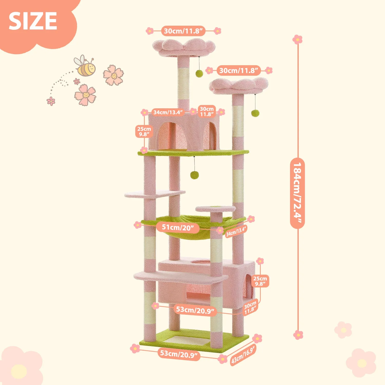 PAWZ Road Plush Indoor 72-Inch Large Cat Tree