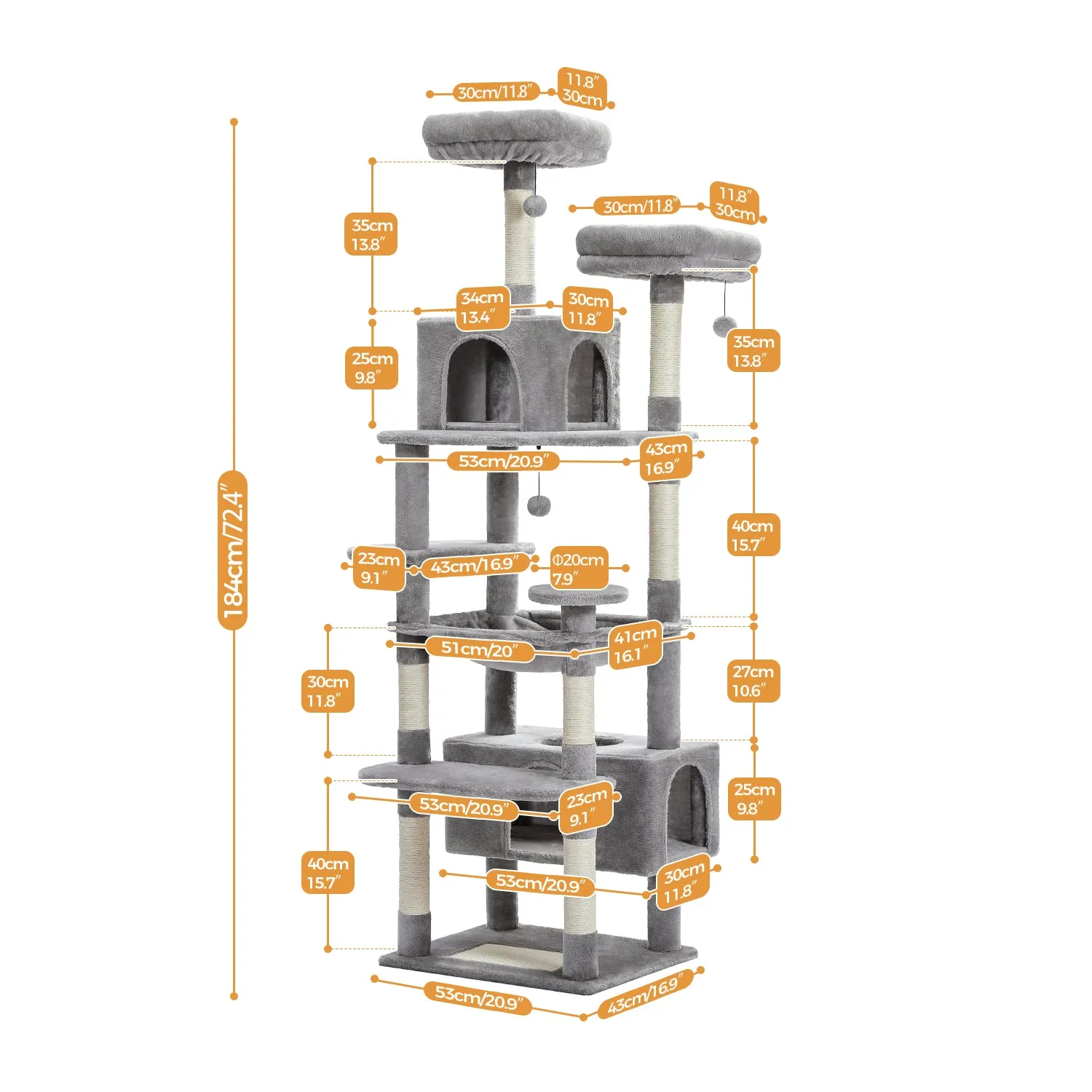 PAWZ Road Plush Indoor 72-Inch Large Cat Tree