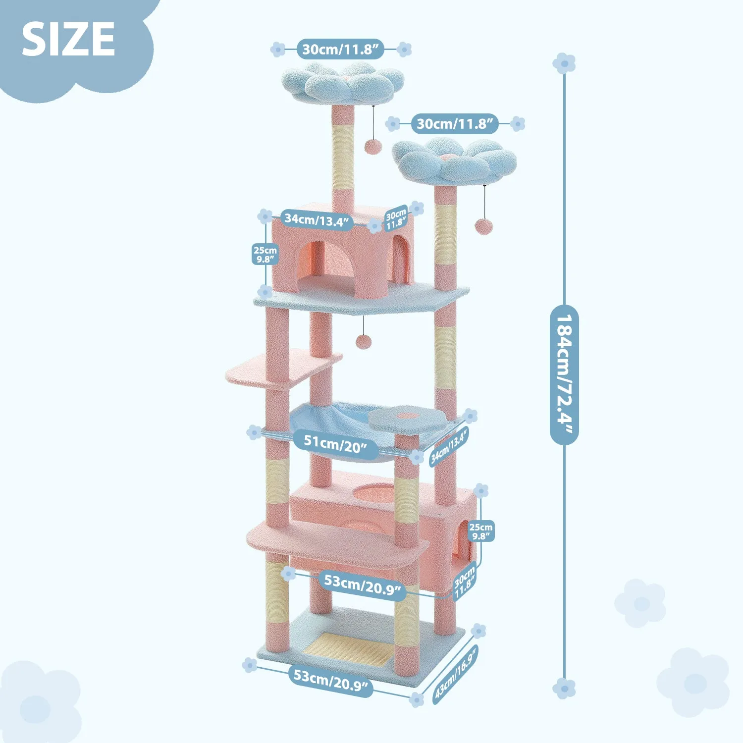PAWZ Road Plush Indoor 72-Inch Large Cat Tree