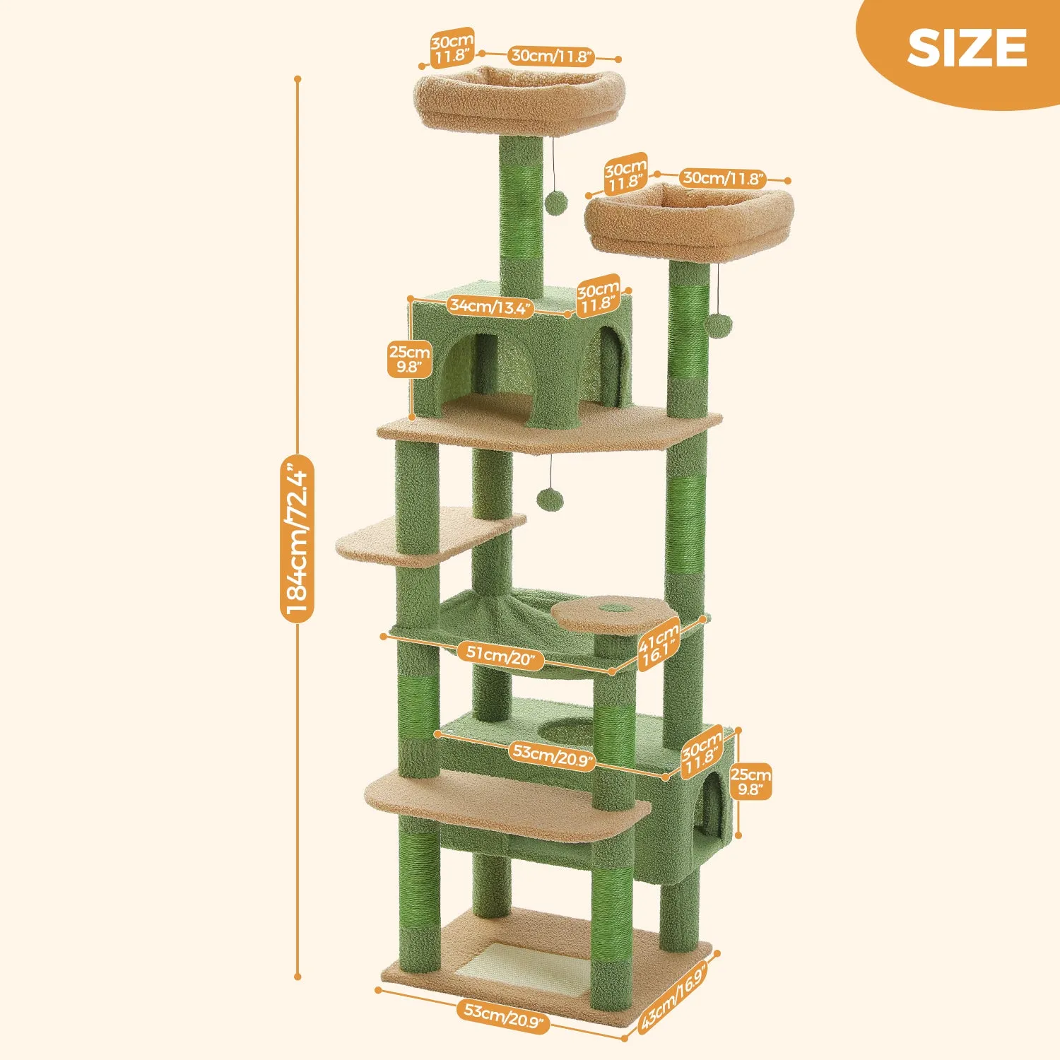 PAWZ Road Plush Indoor 72-Inch Large Cat Tree