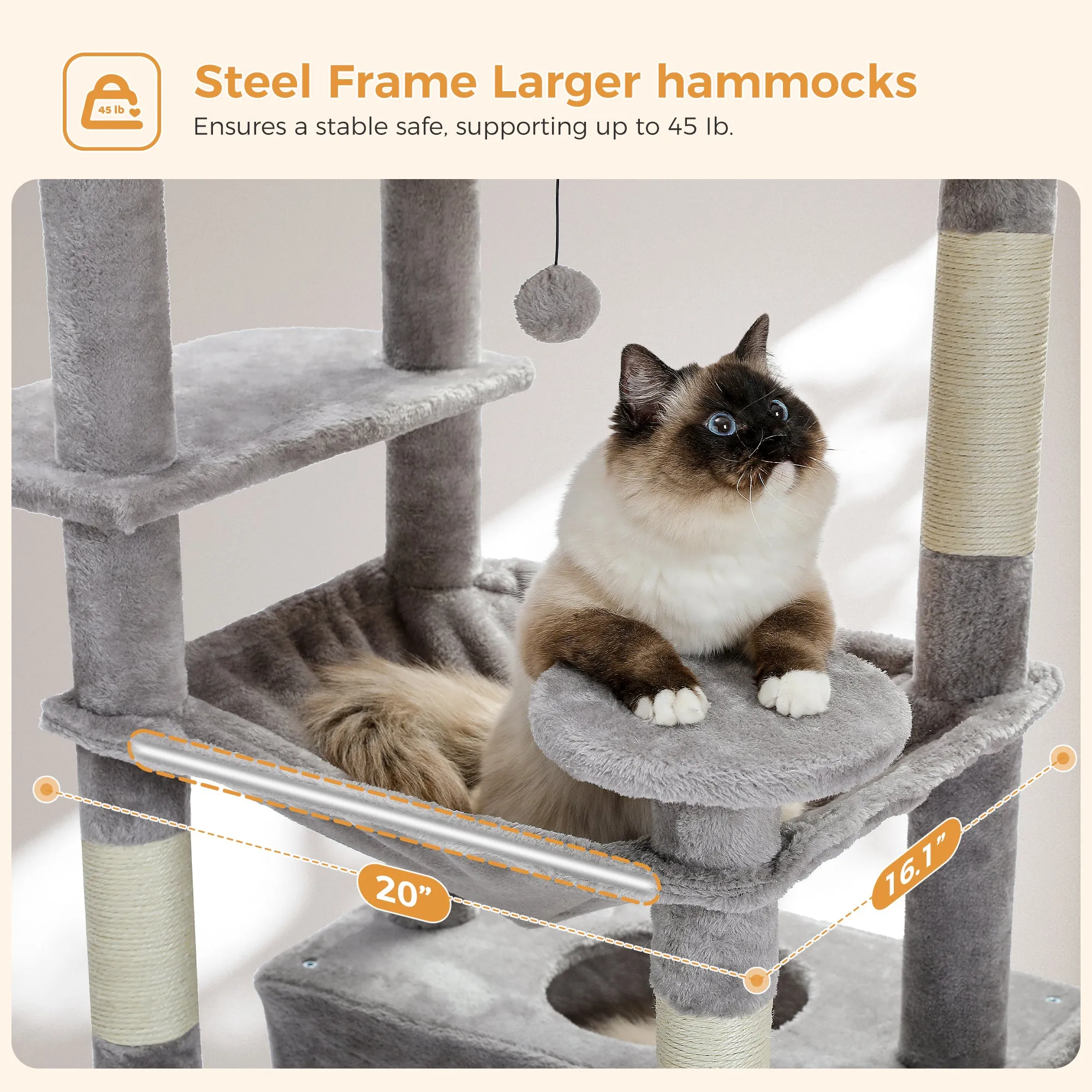 PAWZ Road Plush Indoor 72-Inch Large Cat Tree
