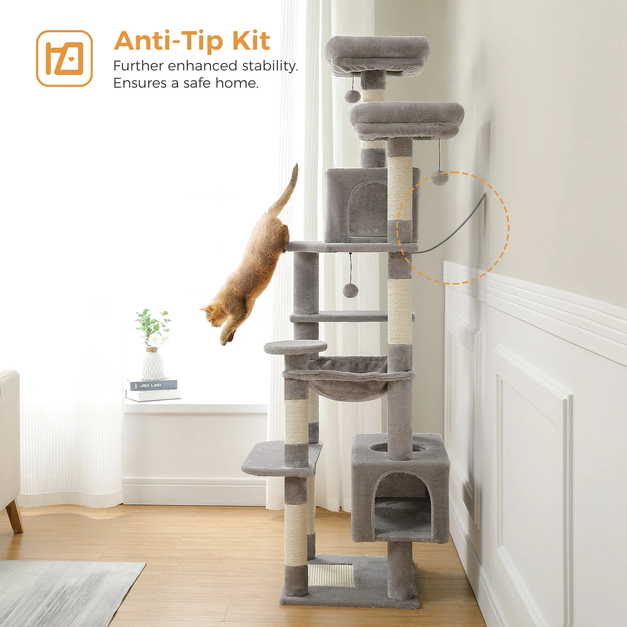 PAWZ Road Plush Indoor 72-Inch Large Cat Tree