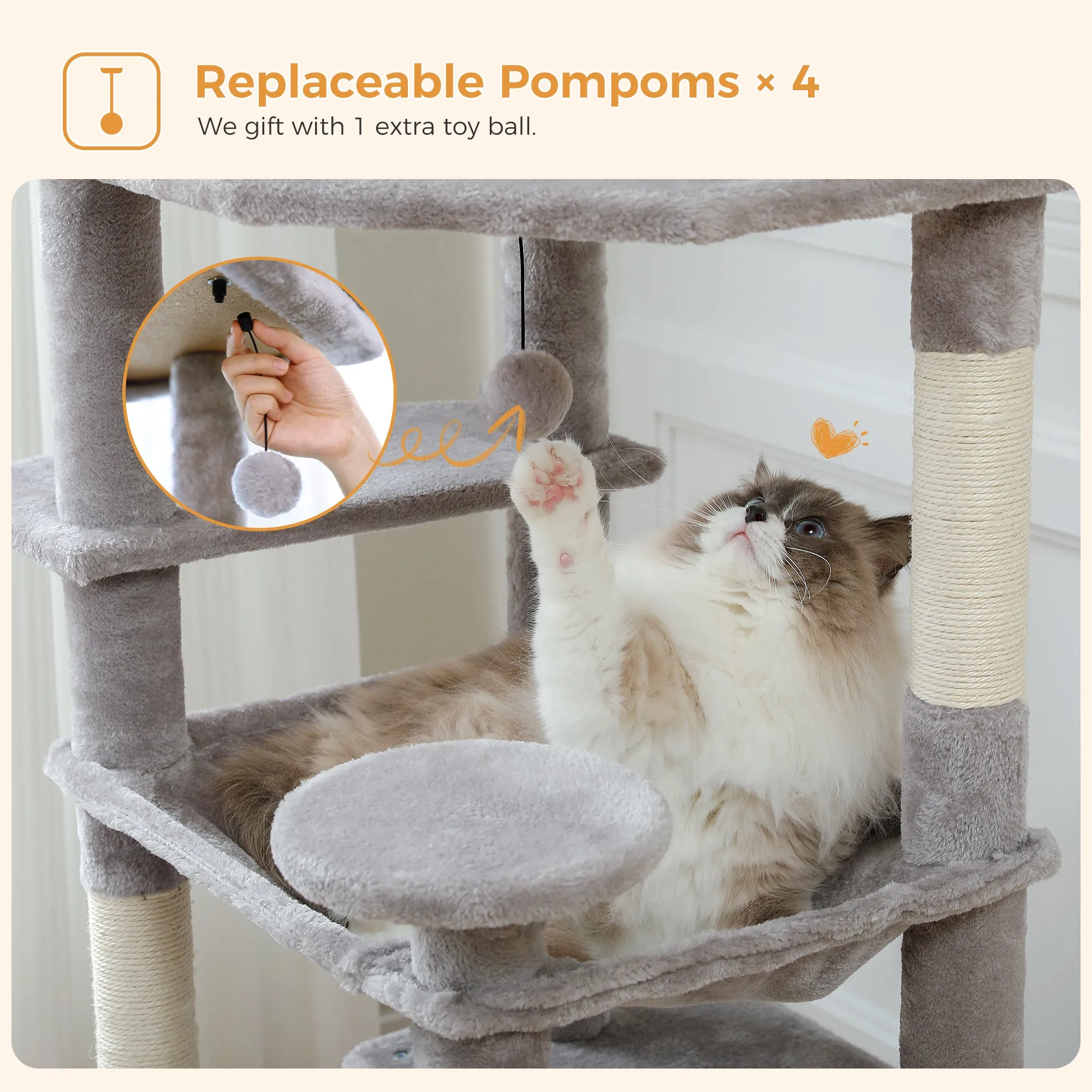 PAWZ Road Plush Indoor 72-Inch Large Cat Tree