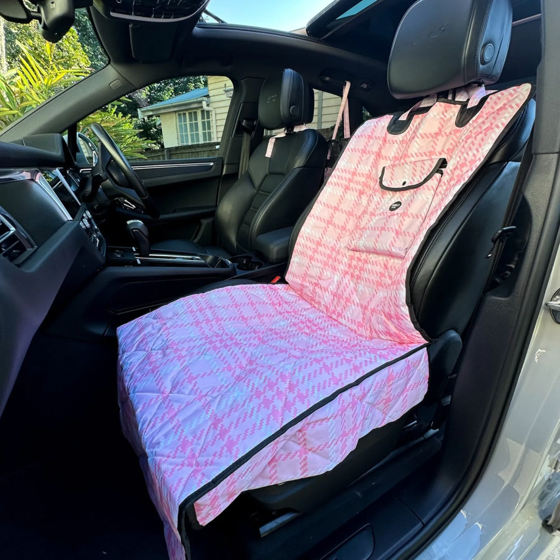 Pink Houndstooth Deluxe Single Car Seat Cover