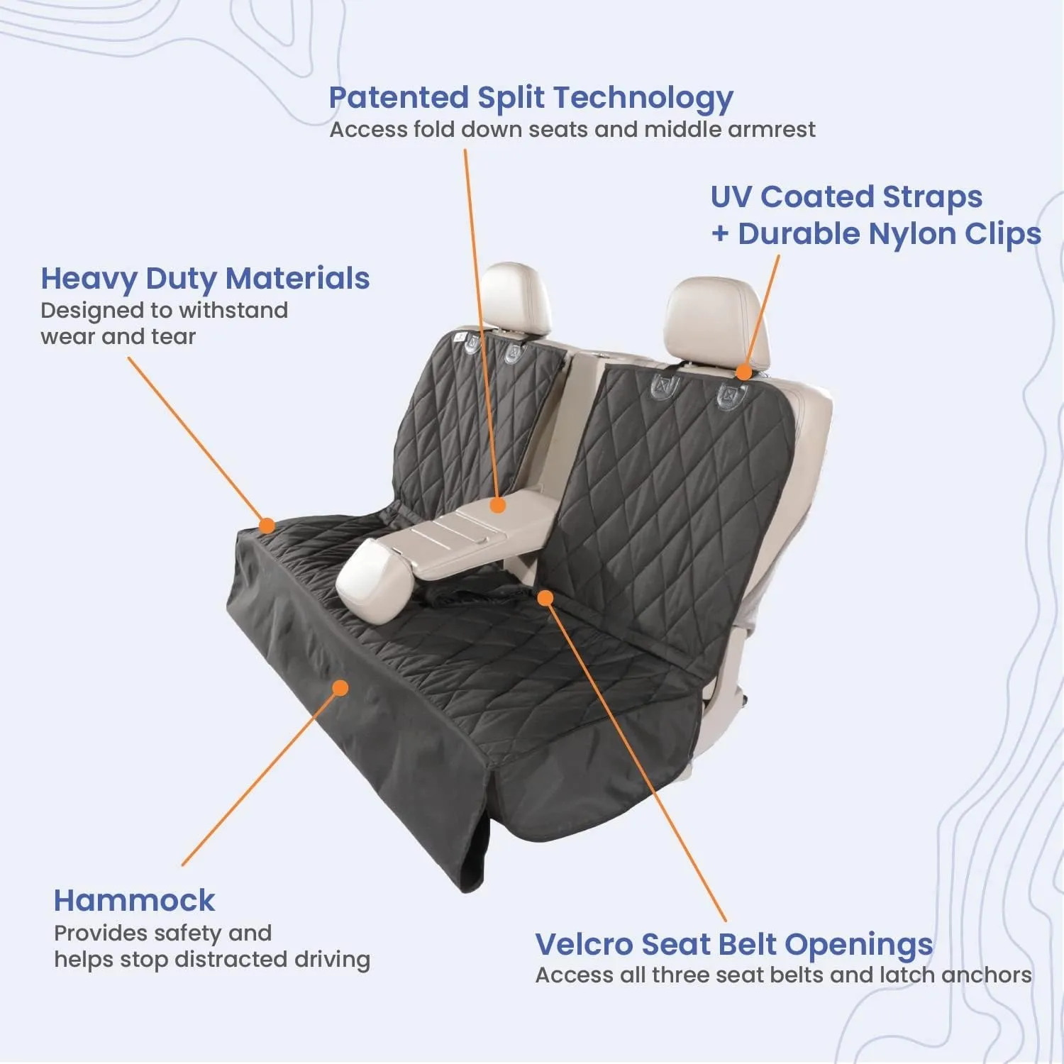 Rear Seat Cover for Fold Down Seats with Hammock Mesh Window